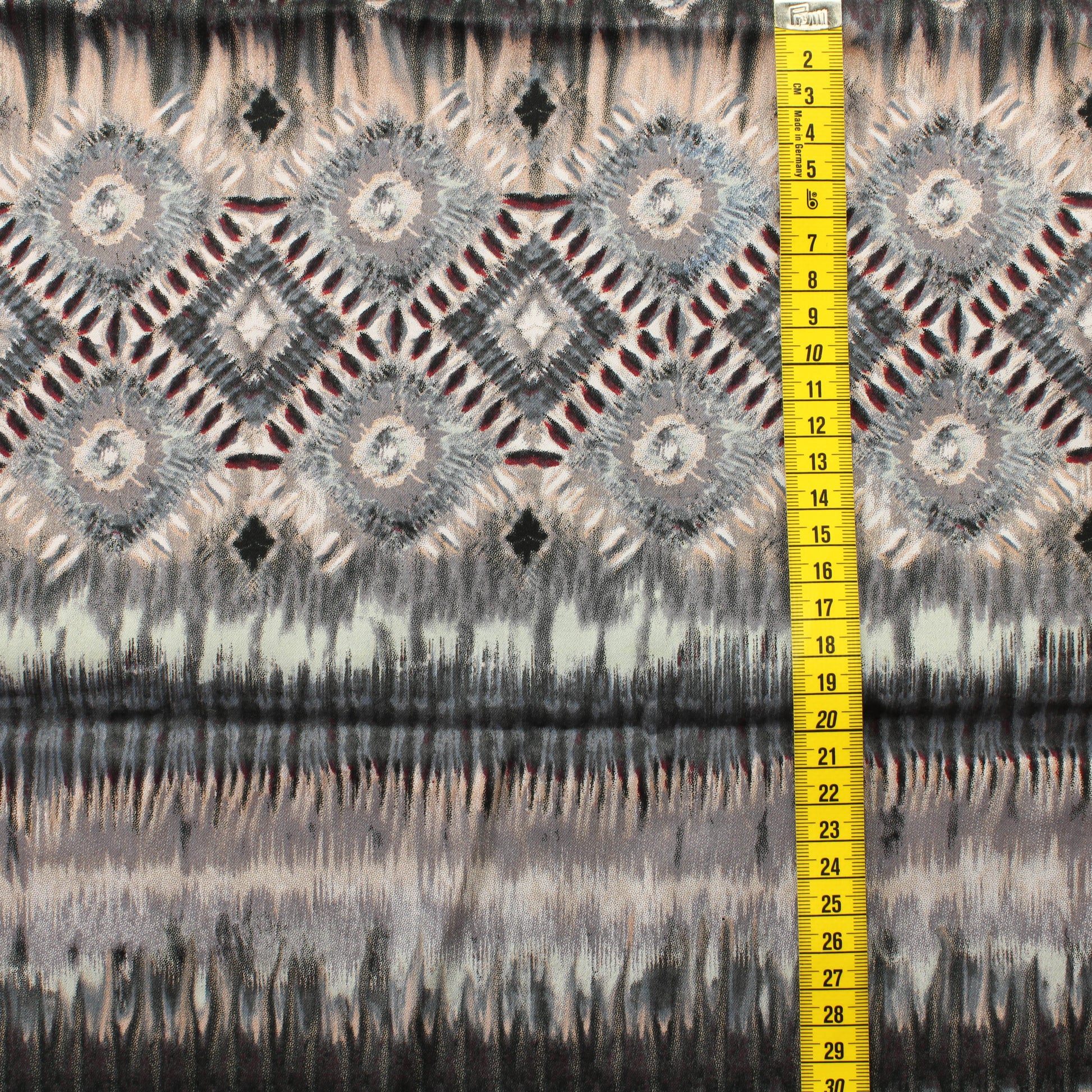 Harmaa-roosa sävyinen kuviollinen Stretchpuuvilla - Pala