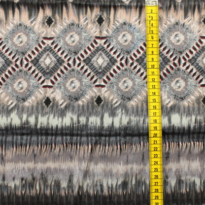 Harmaa-roosa sävyinen kuviollinen Stretchpuuvilla - Pala