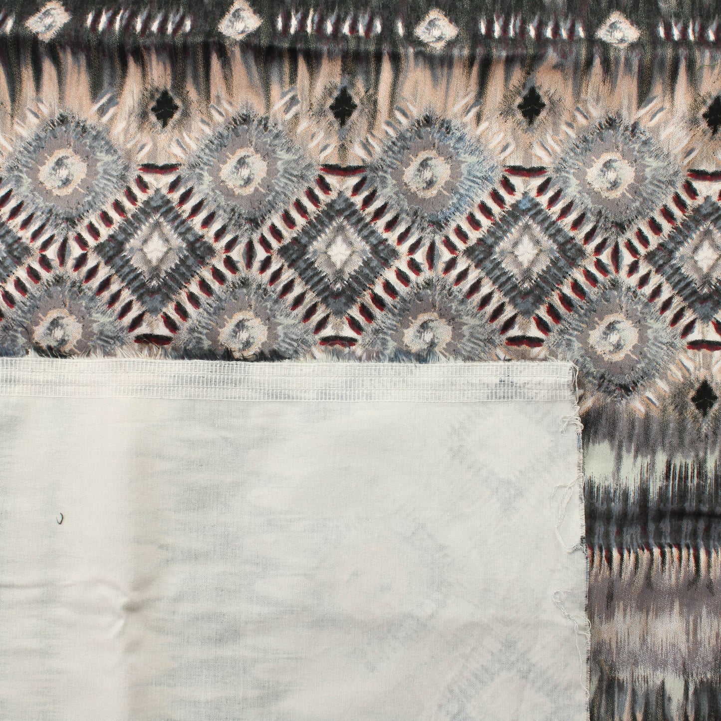 Harmaa-roosa sävyinen kuviollinen Stretchpuuvilla - Pala