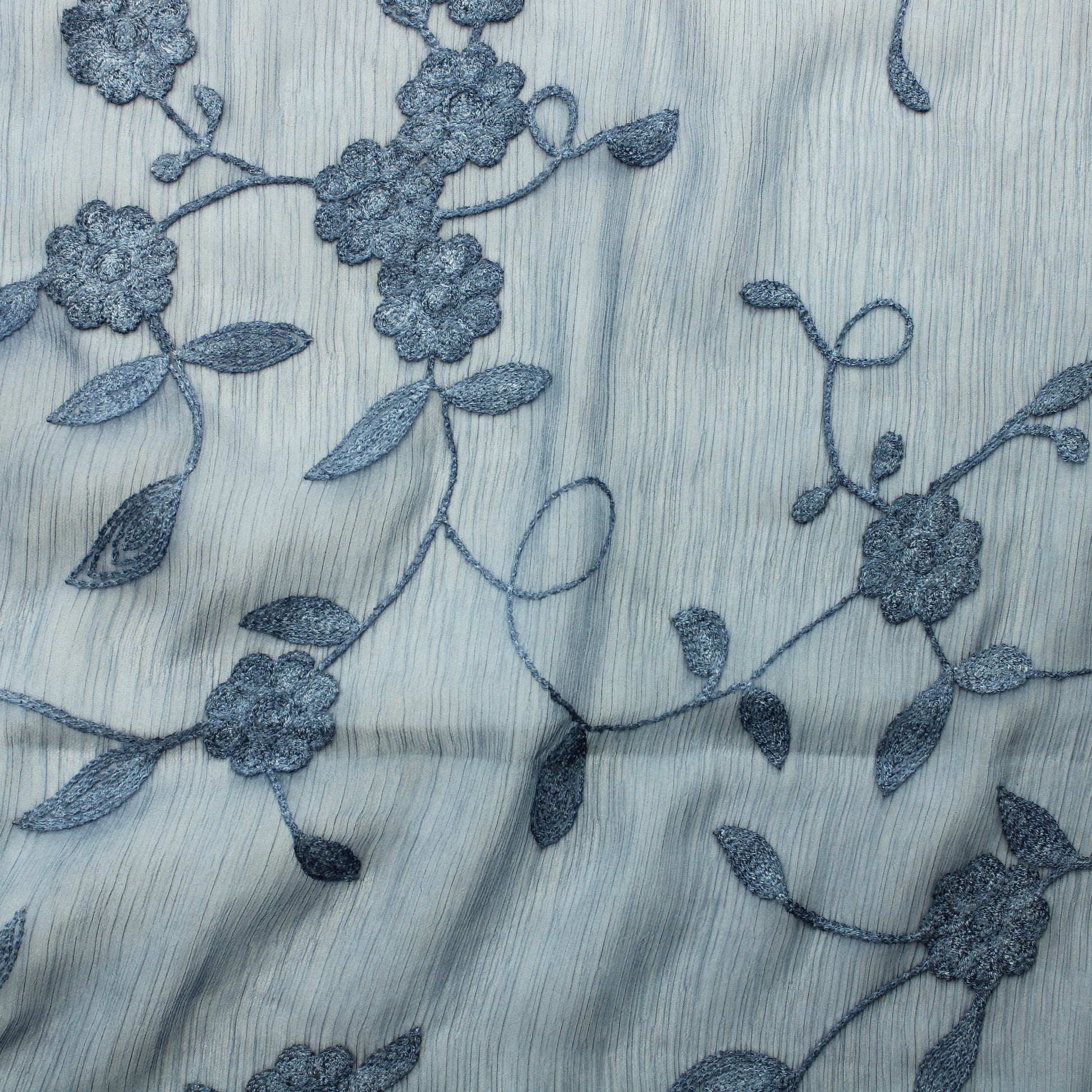 Kirjaillut kukat sininen Viskoosi - Pala