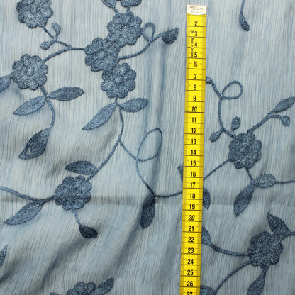 Kirjaillut kukat sininen Viskoosi - Pala