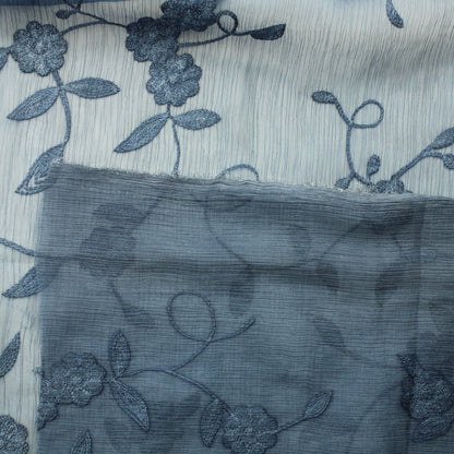 Kirjaillut kukat sininen Viskoosi - Pala