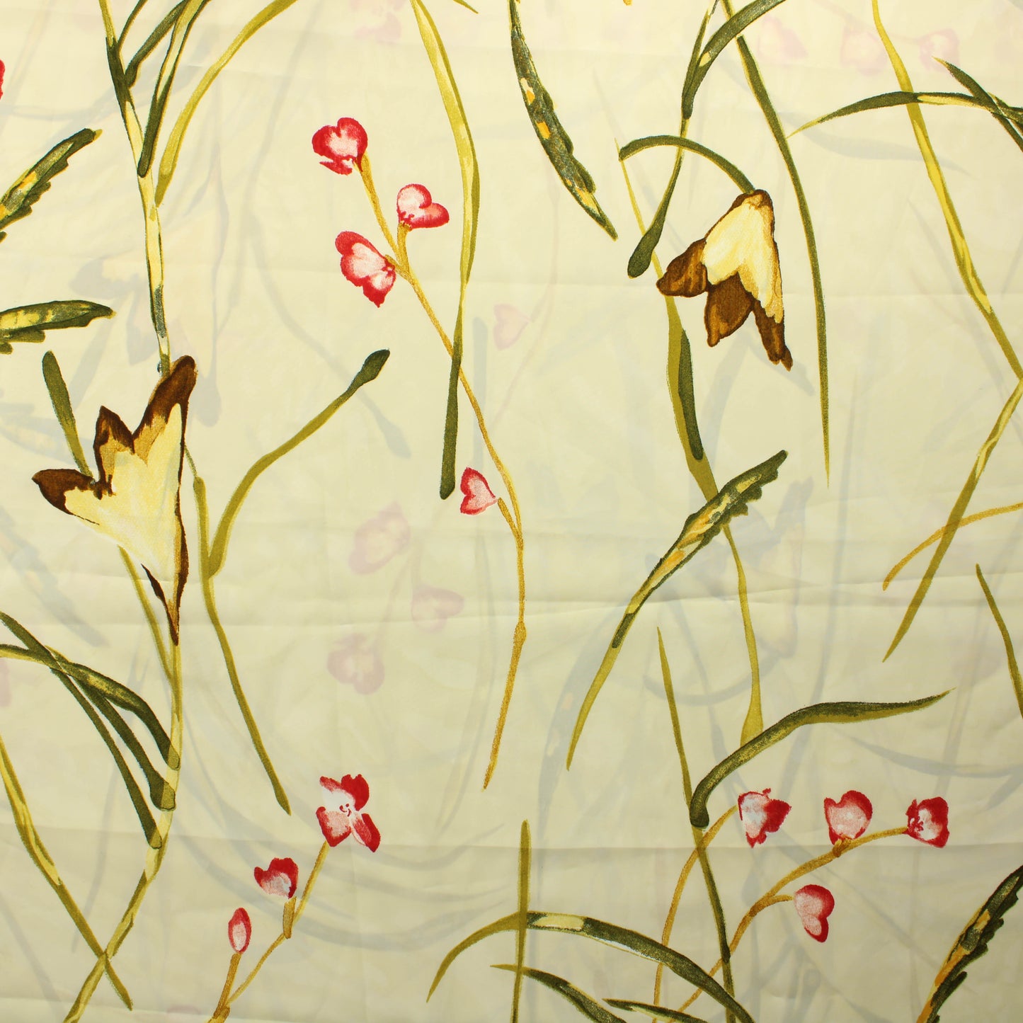 Kukkakuvioinen vaaleankeltainen Vaatetuskangas - Pala