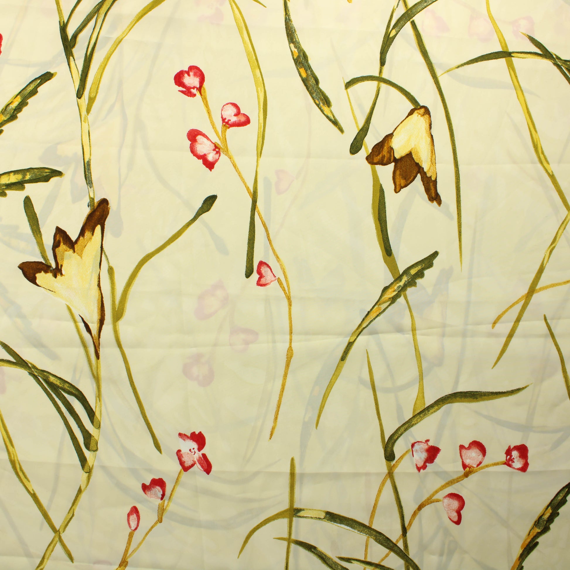 Kukkakuvioinen vaaleankeltainen Vaatetuskangas - Pala