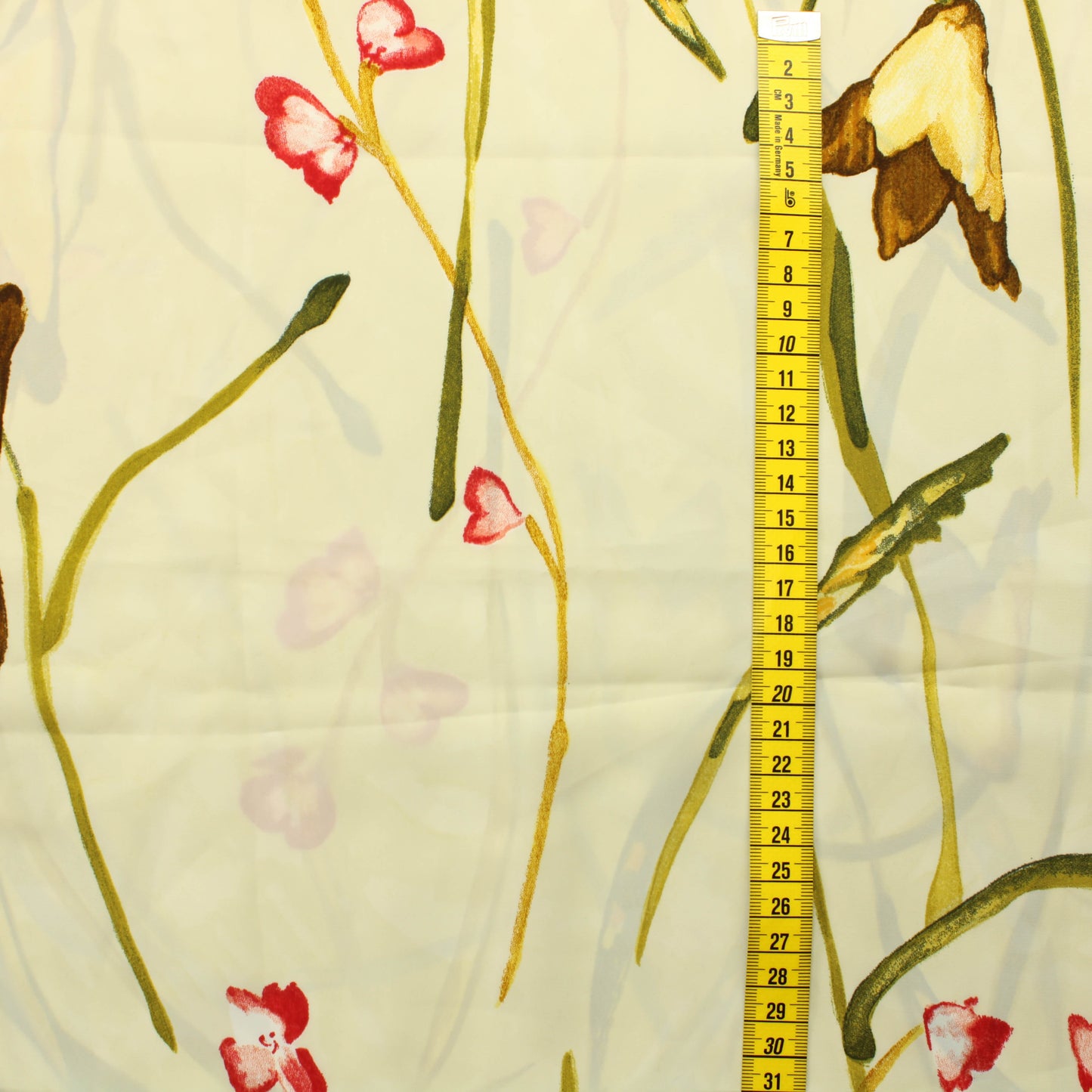 Kukkakuvioinen vaaleankeltainen Vaatetuskangas - Pala