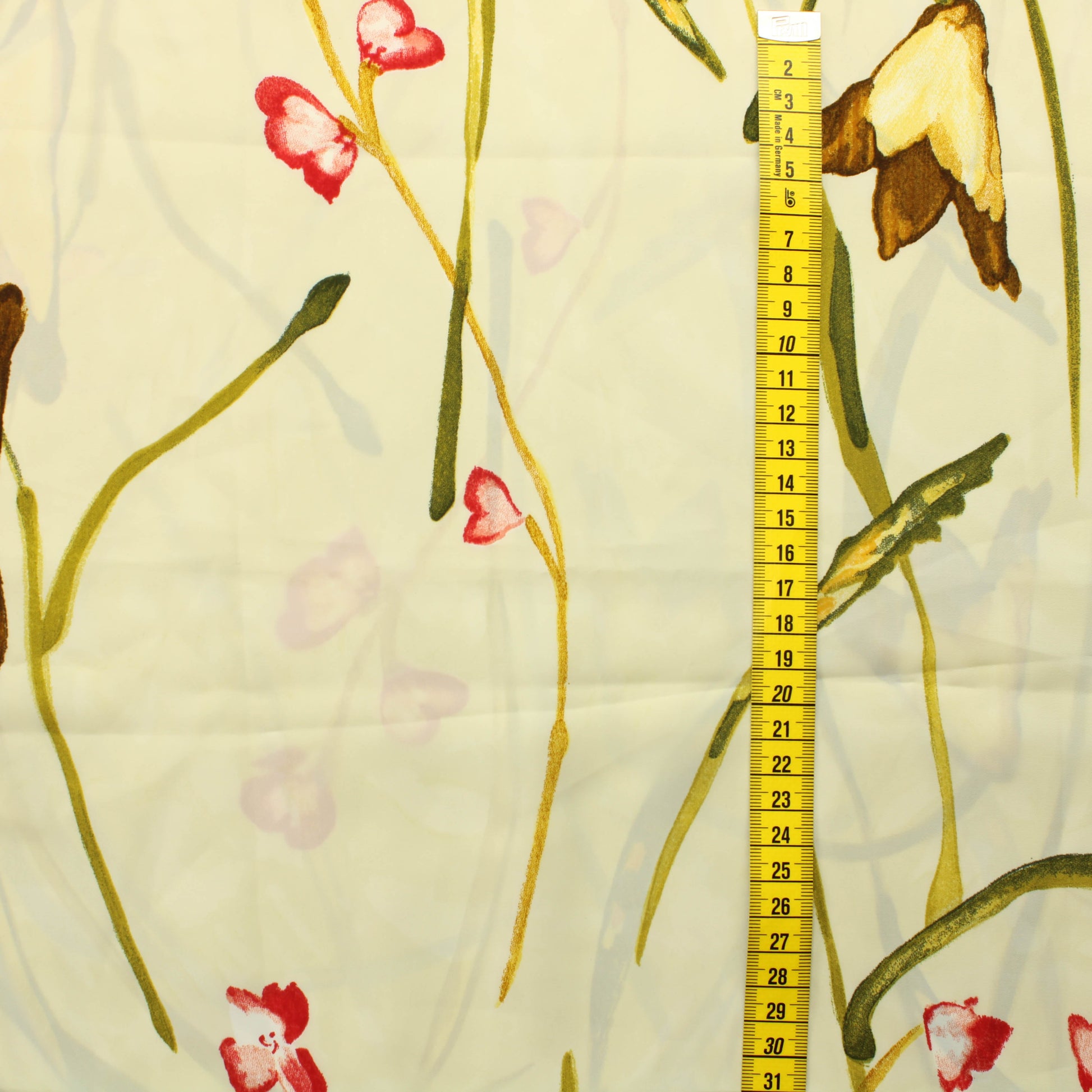 Kukkakuvioinen vaaleankeltainen Vaatetuskangas - Pala