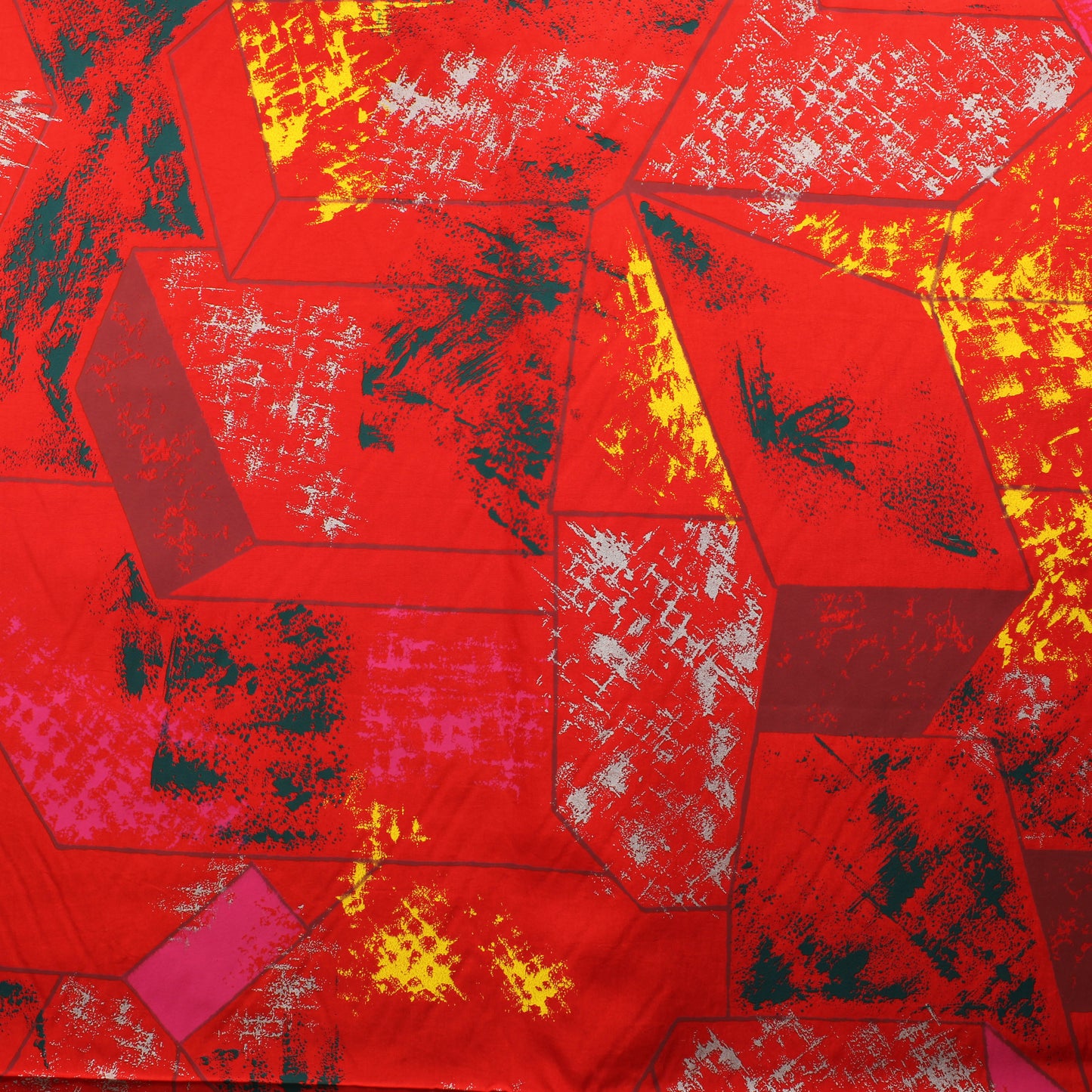 Punainen abstrakti kuvioinen Vaatetuskangas - Pala