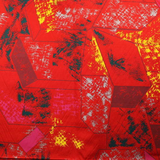 Punainen abstrakti kuvioinen Vaatetuskangas - Pala