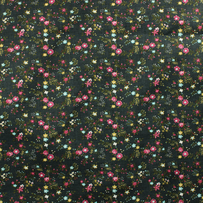 Tummanharmaa kukkaköynnös Puuvilla - Pala