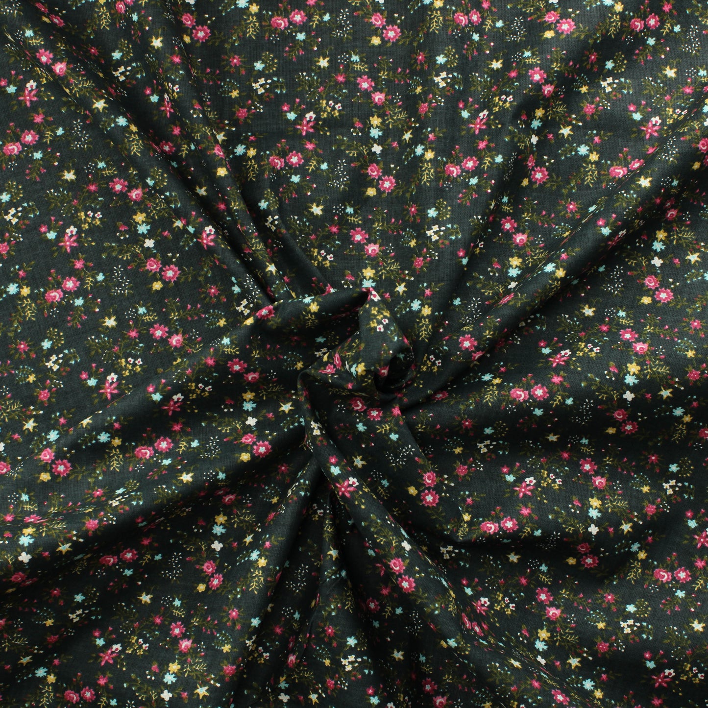 Tummanharmaa kukkaköynnös Puuvilla - Pala