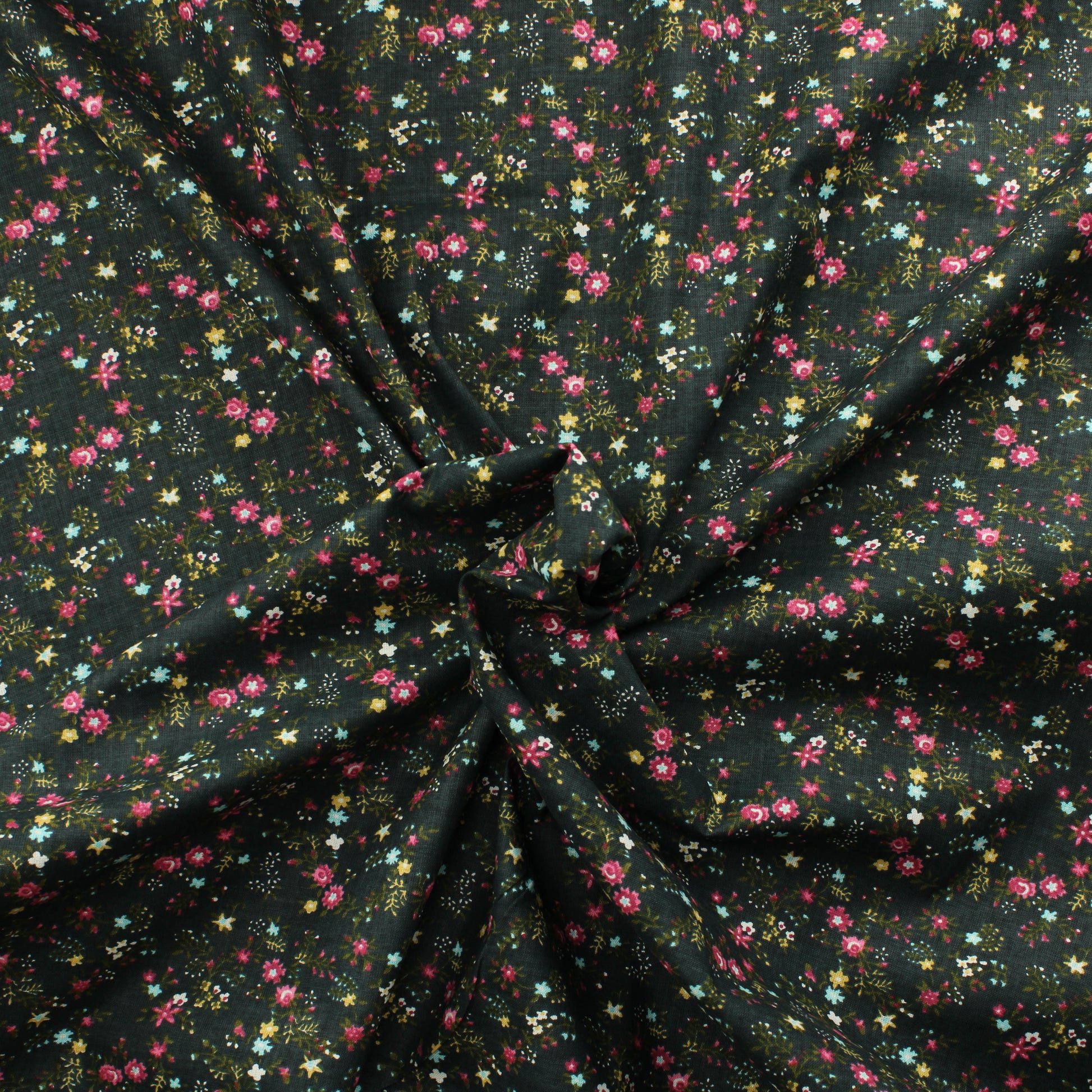 Tummanharmaa kukkaköynnös Puuvilla - Pala