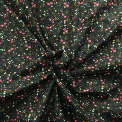 Tummanharmaa kukkaköynnös Puuvilla - Pala