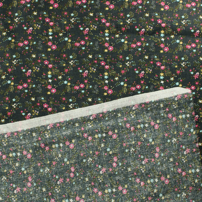 Tummanharmaa kukkaköynnös Puuvilla - Pala