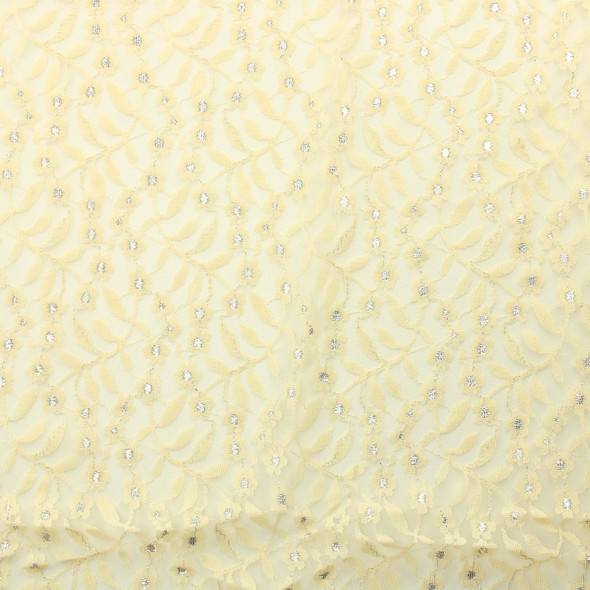 Keltainen hopeakoristeinen kukkaköynnös Pitsikangas - Pala