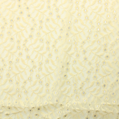 Keltainen hopeakoristeinen kukkaköynnös Pitsikangas - Pala