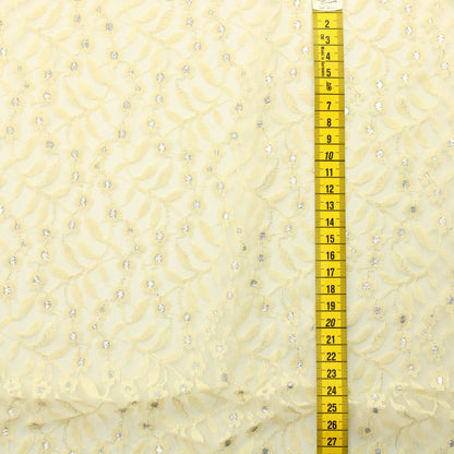 Keltainen hopeakoristeinen kukkaköynnös Pitsikangas - Pala