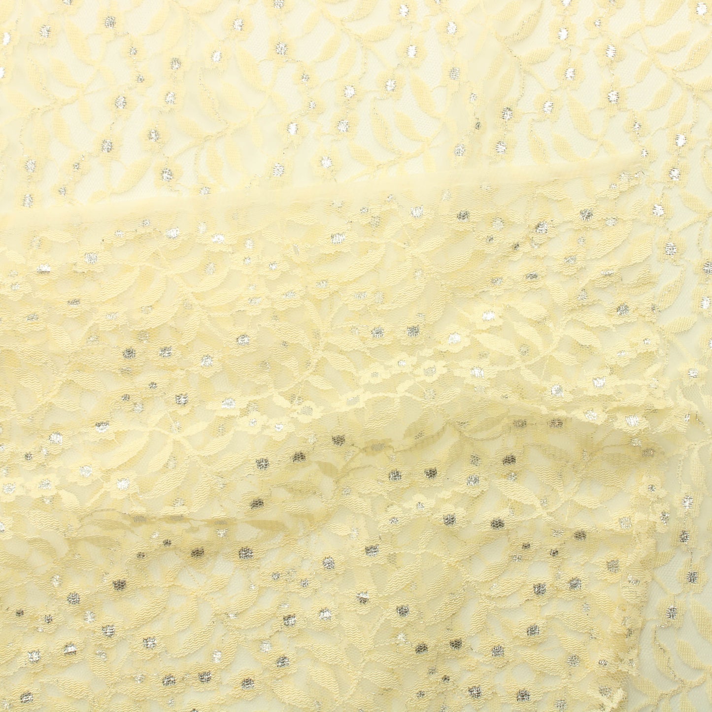 Keltainen hopeakoristeinen kukkaköynnös Pitsikangas - Pala