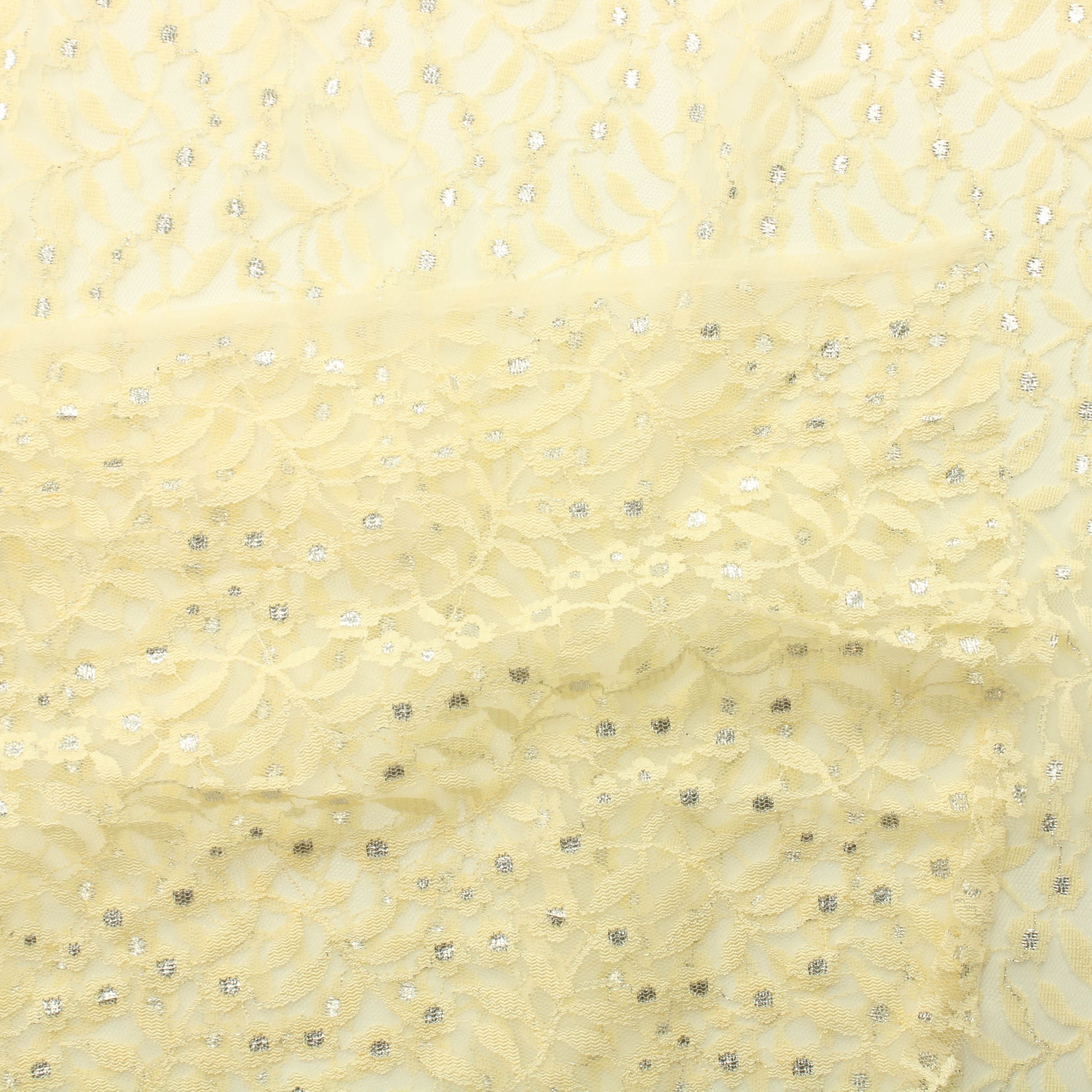 Keltainen hopeakoristeinen kukkaköynnös Pitsikangas - Pala