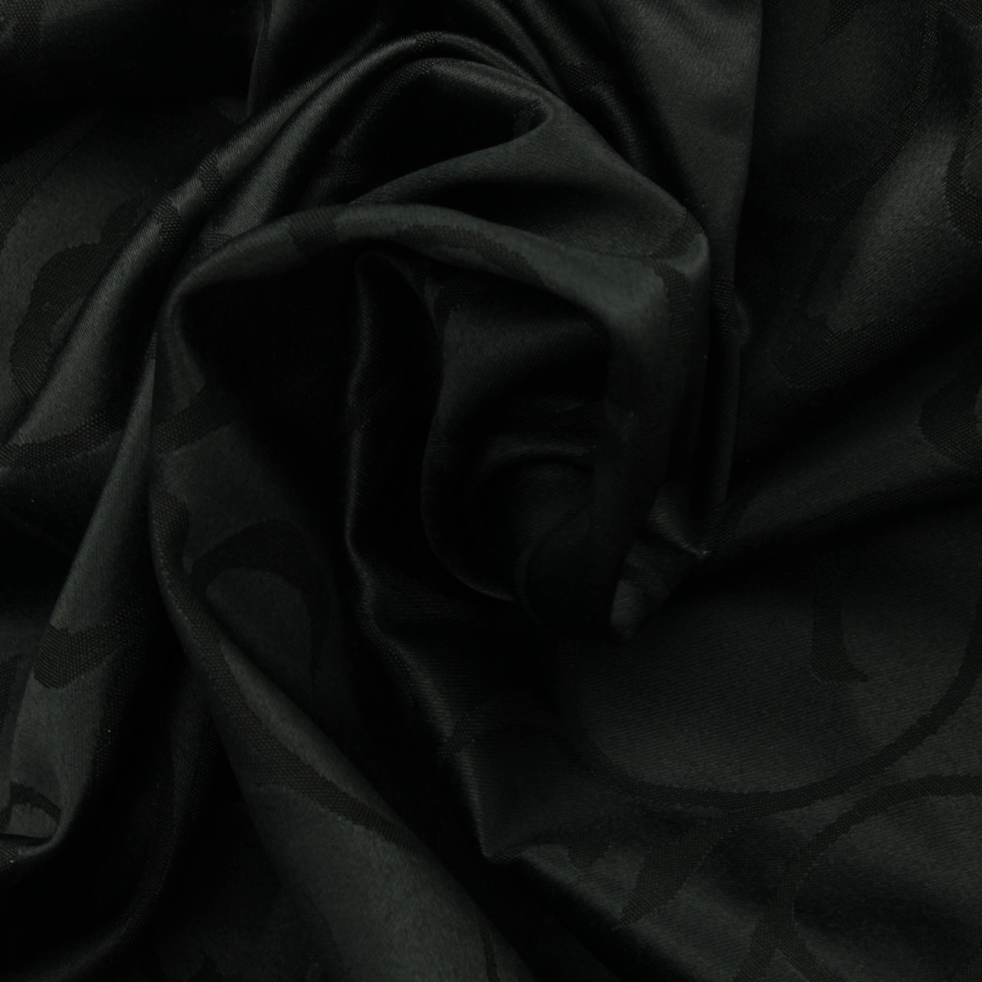 Musta kiemurakuvioinen Sisustuskangas - Pala