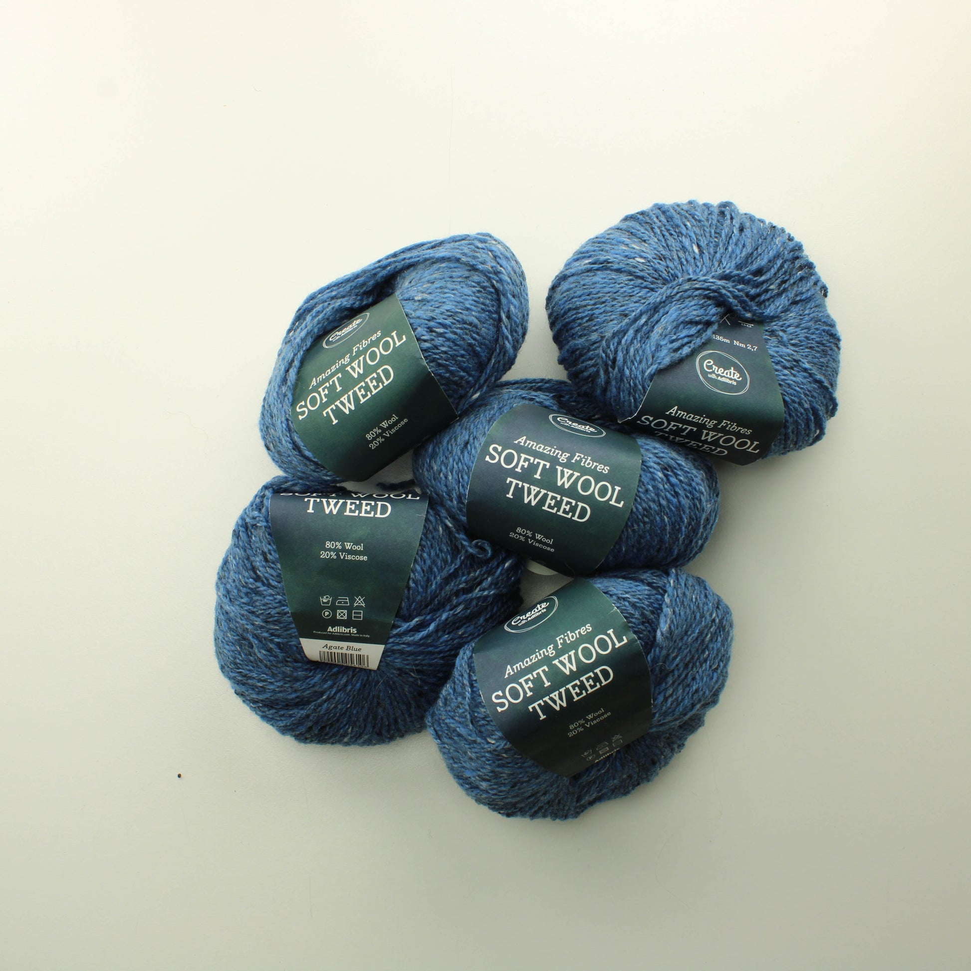 Create with Adlibris Soft Wool Tweed - Agate Blue Lankapussi