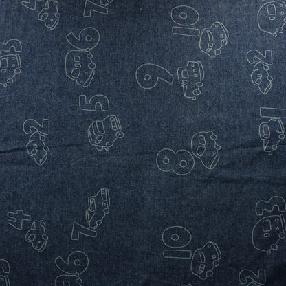 Autot ja numerot Farkkukangas - Pala