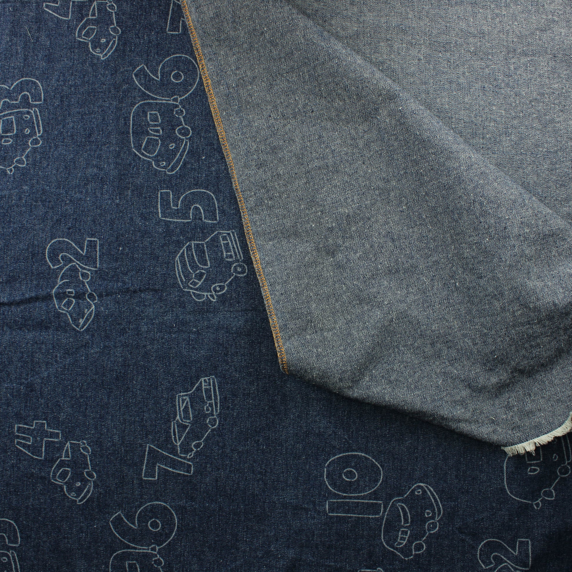 Autot ja numerot Farkkukangas - Pala