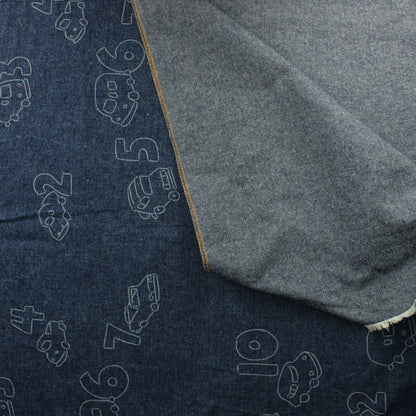 Autot ja numerot Farkkukangas - Pala