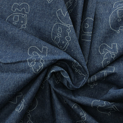 Autot ja numerot Farkkukangas - Pala