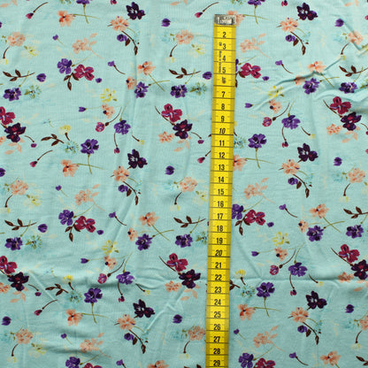 Vaaleansininen Ohut Kukka Trikoo - Pala