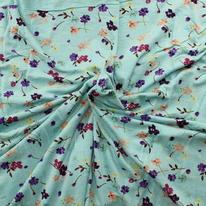 Vaaleansininen Ohut Kukka Trikoo - Pala