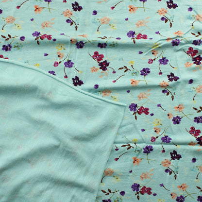 Vaaleansininen Ohut Kukka Trikoo - Pala