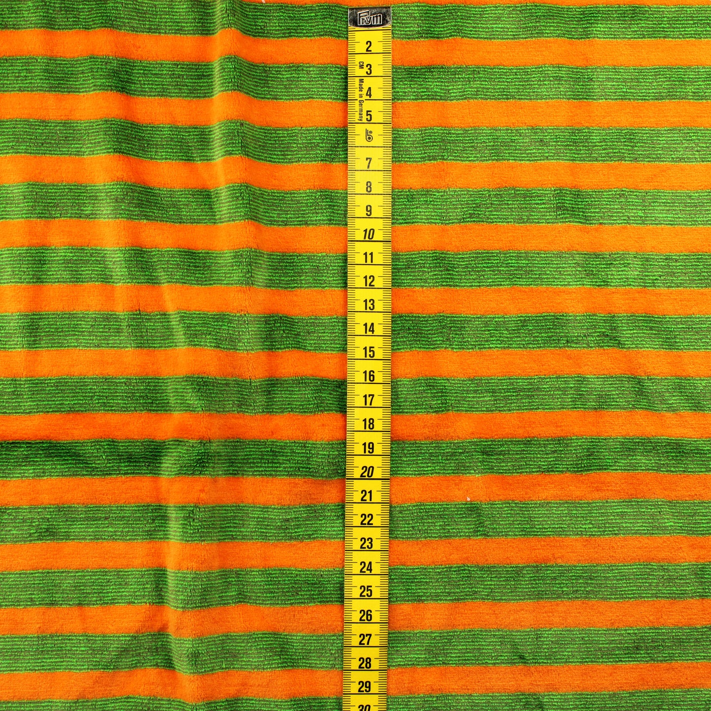 Oranssi-vihreä raita Joustosametti - Pala