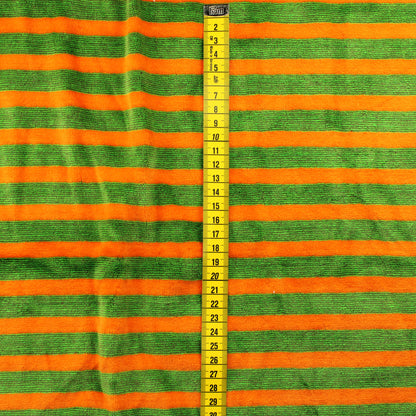 Oranssi-vihreä raita Joustosametti - Pala