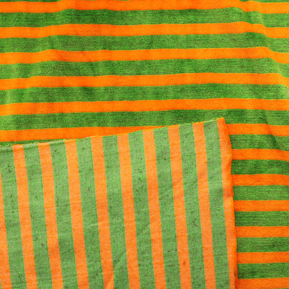 Oranssi-vihreä raita Joustosametti - Pala