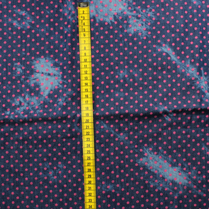 Ohut Pinkki Palloinen Farkkukangas - Pala