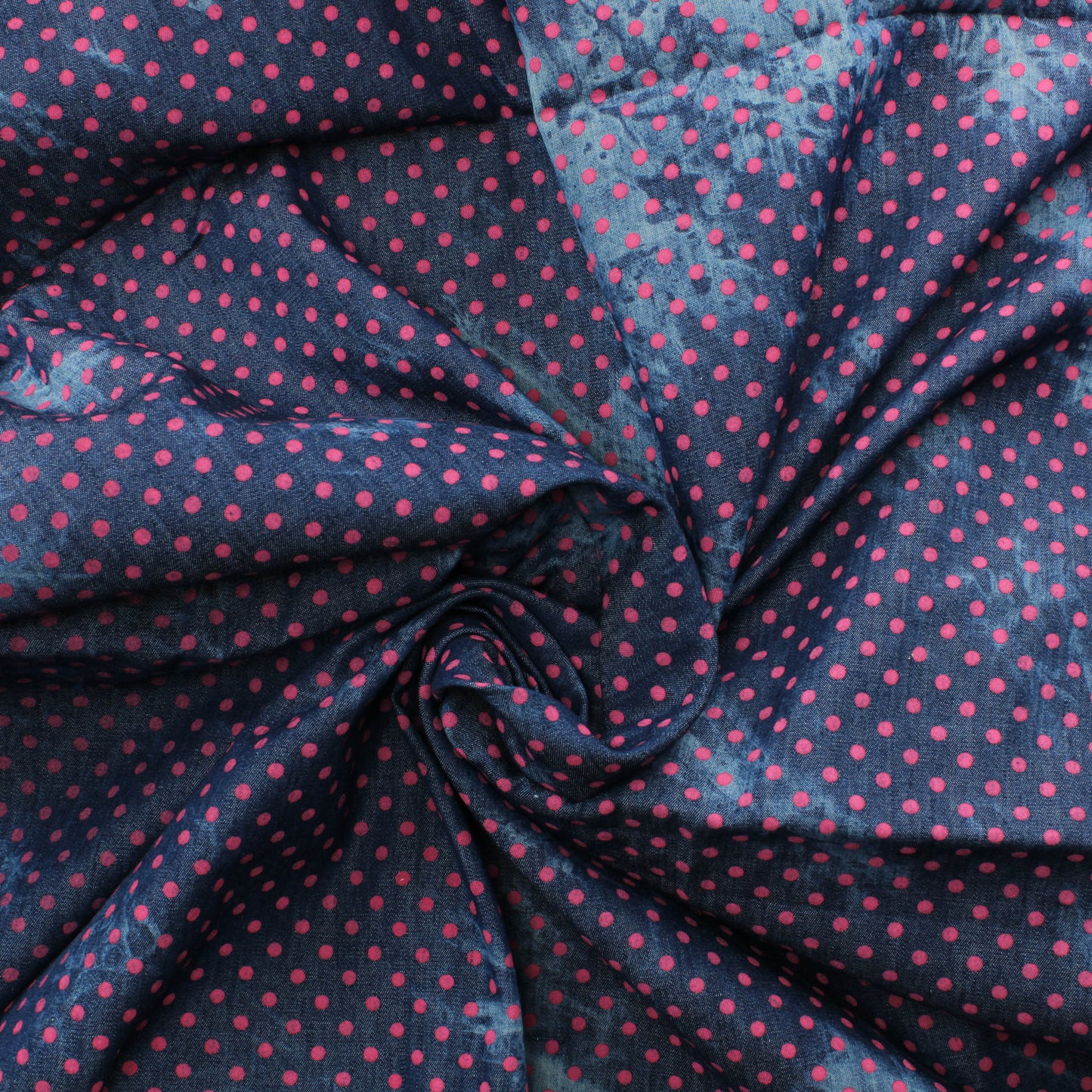 Ohut Pinkki Palloinen Farkkukangas - Pala