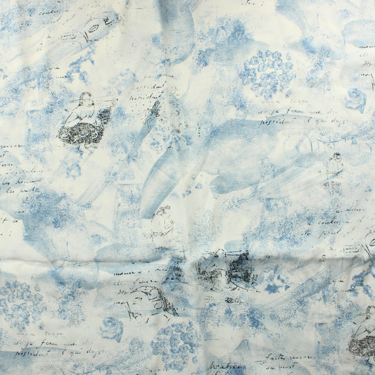 Sinivalkoinen mustakuvioinen Vaatetuskangas - Pala