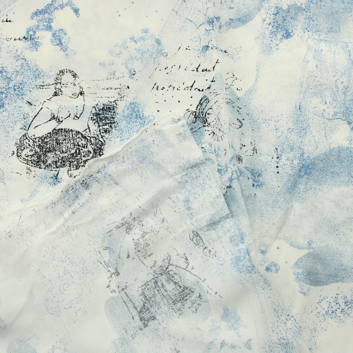 Sinivalkoinen mustakuvioinen Vaatetuskangas - Pala