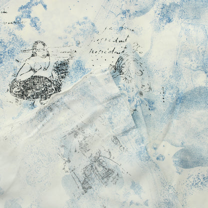 Sinivalkoinen mustakuvioinen Vaatetuskangas - Pala