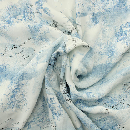 Sinivalkoinen mustakuvioinen Vaatetuskangas - Pala