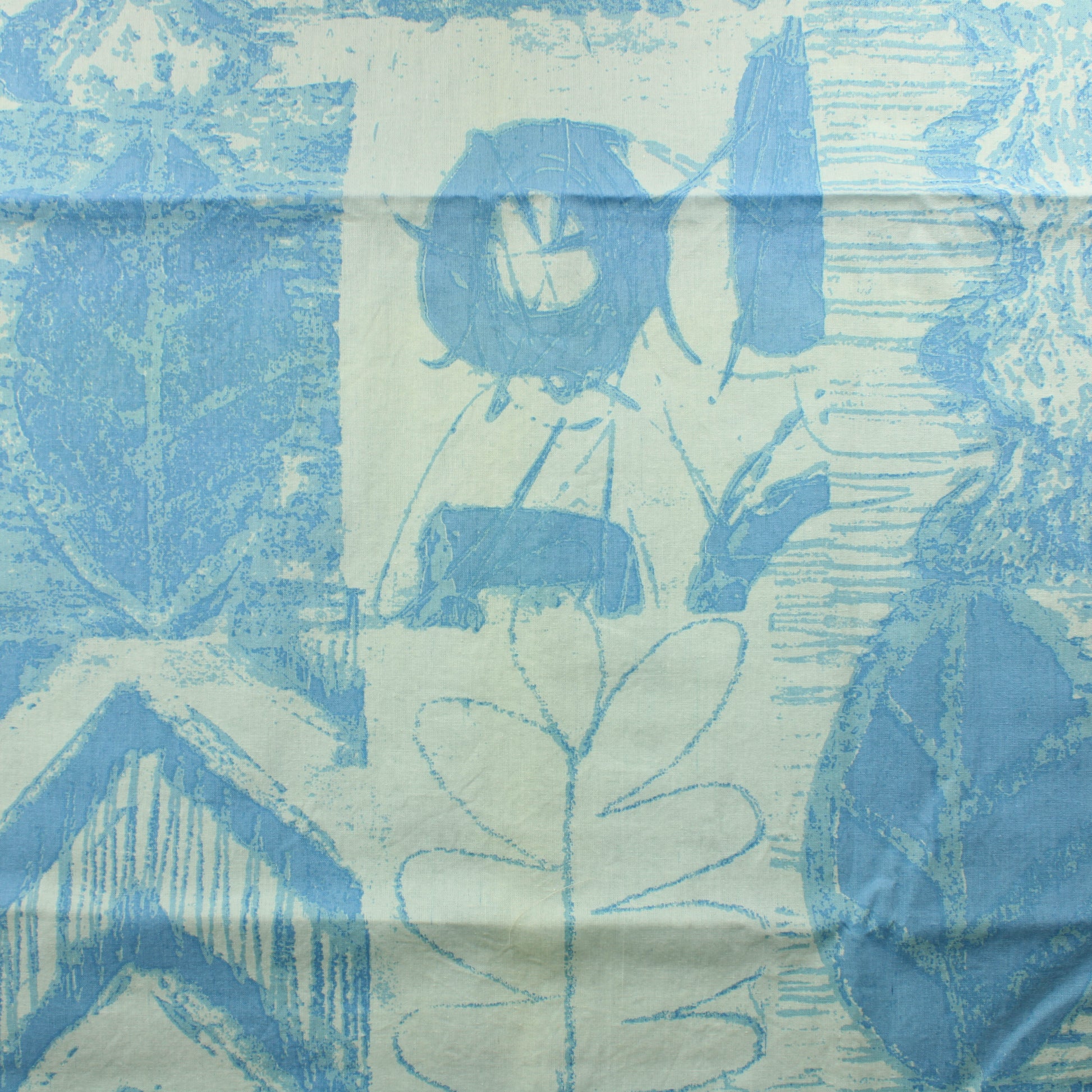 Vaaleansininen kuviollinen Puuvillasekoite - Pala