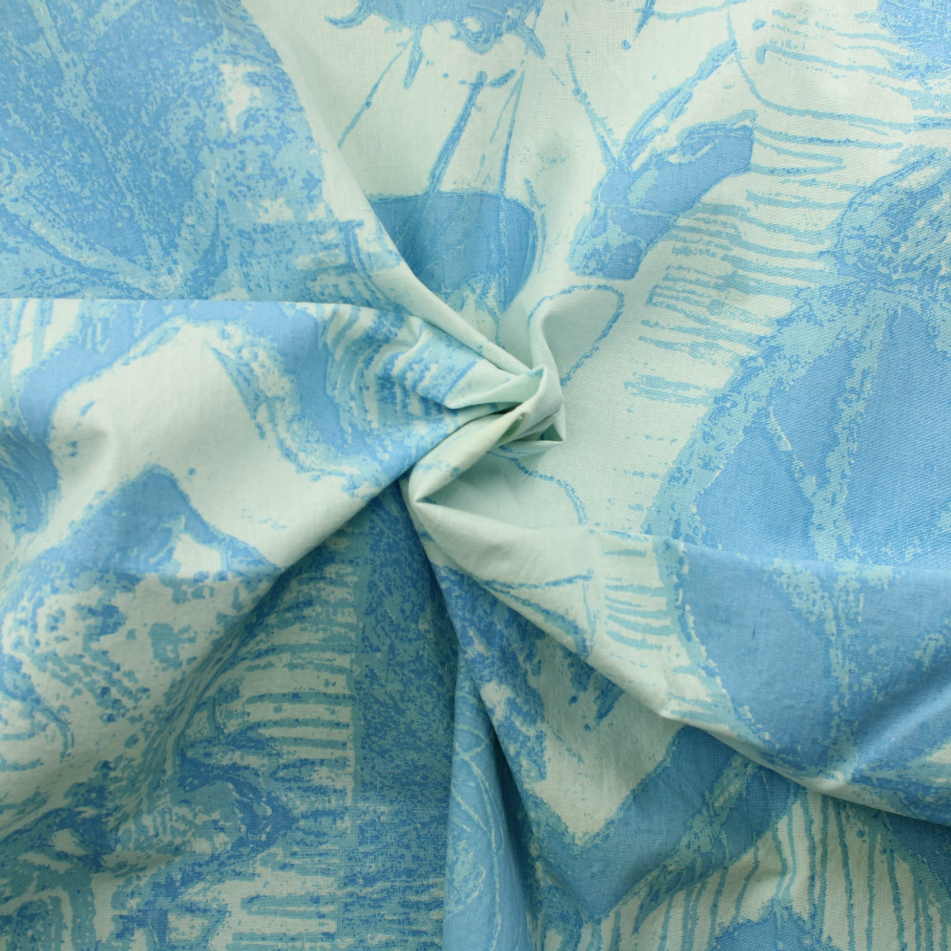 Vaaleansininen kuviollinen Puuvillasekoite - Pala