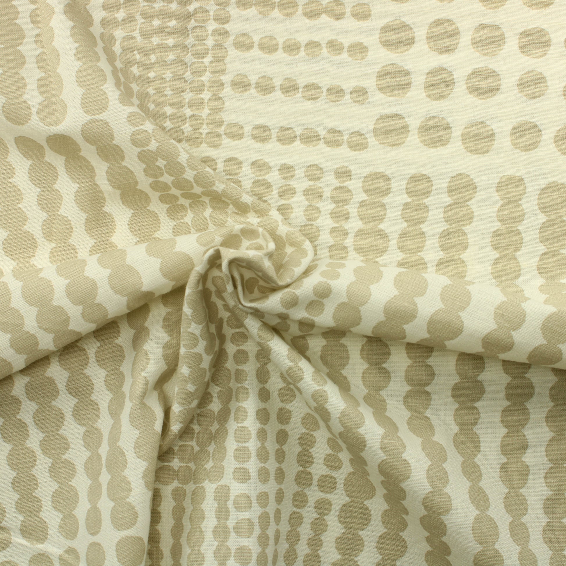 Luonnonvalkoinen pallokuvioinen Verhokangas - Pala