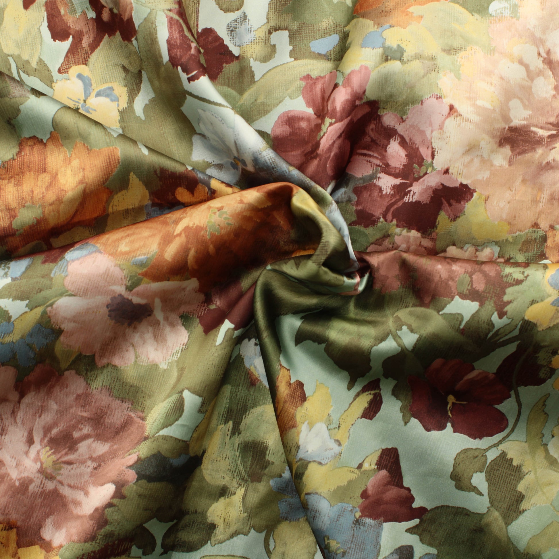 Kukkakuvioinen Satiini Verho - Pala