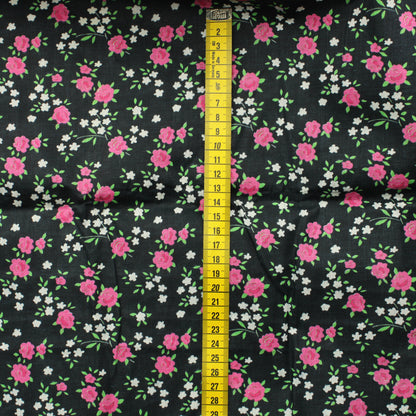 Pinkit ruusut mustalla Puuvilla - Pala