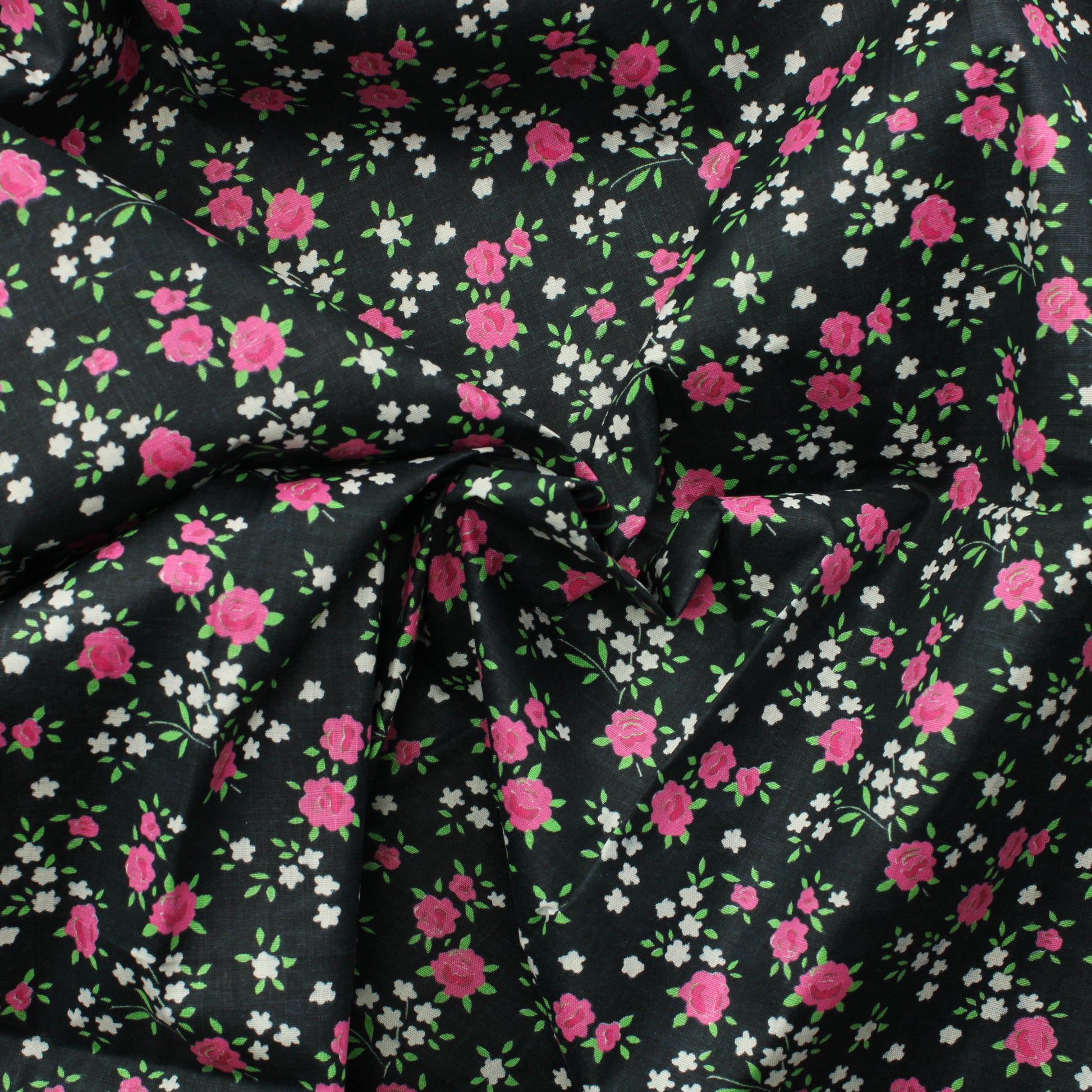 Pinkit ruusut mustalla Puuvilla - Pala