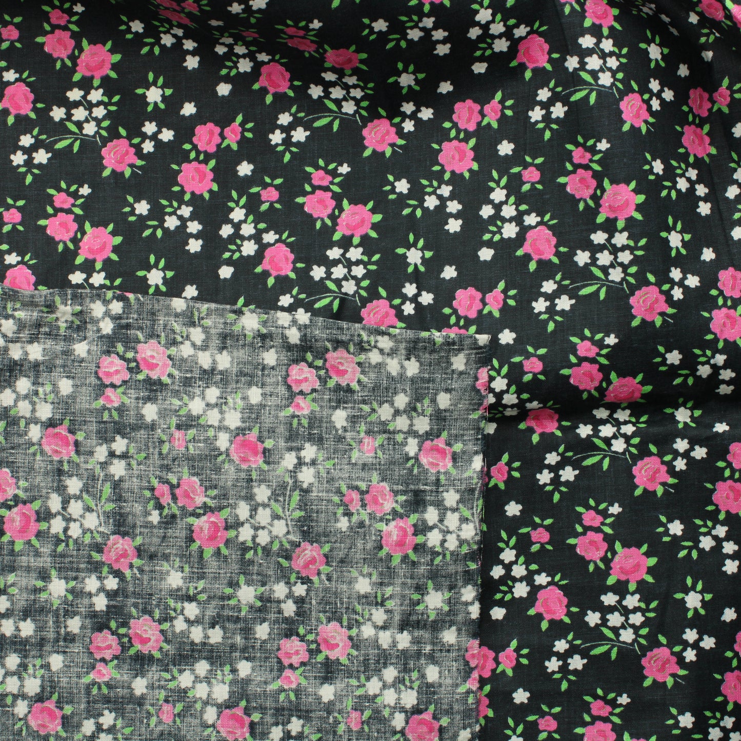 Pinkit ruusut mustalla Puuvilla - Pala