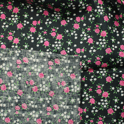 Pinkit ruusut mustalla Puuvilla - Pala