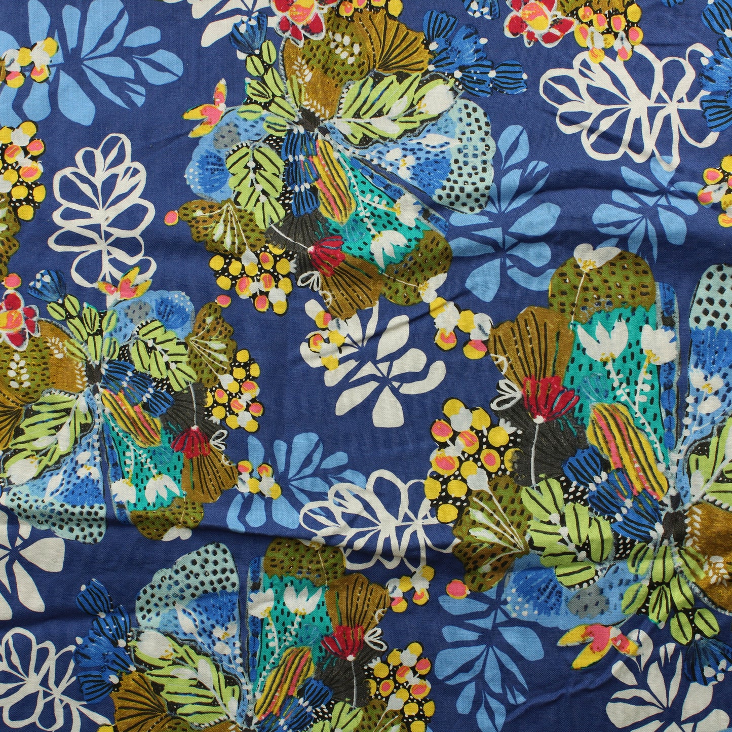 Sinisävyinen Kukka Puuvilla - Pala