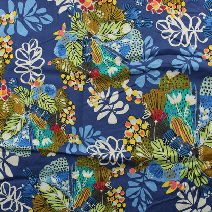 Sinisävyinen Kukka Puuvilla - Pala